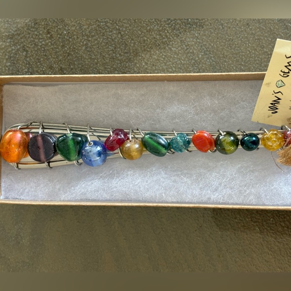 Pickle/Olive Fork w/beaded wire art handle, handmade by Joan’s Gems in MD, NWT - Picture 3 of 4